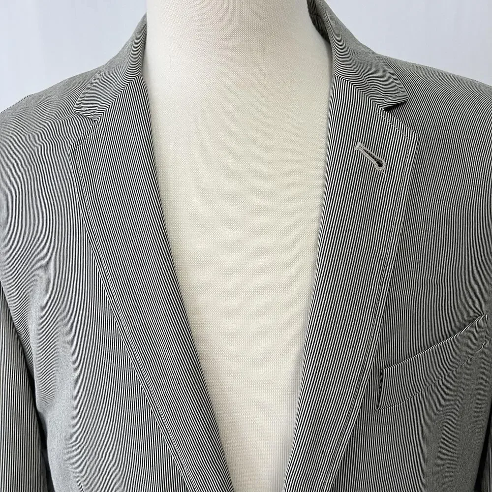 J Crew Ludlow Oxford Blazer Mens L Pinstripe Unconstructed Sport Jacket Prep Dad